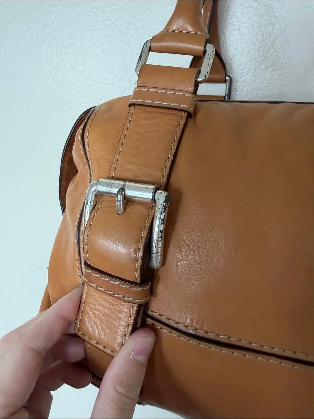 MICHAEL KORS Brookville Update Cognac Camel Brown Leather Medium Shoulder Bag